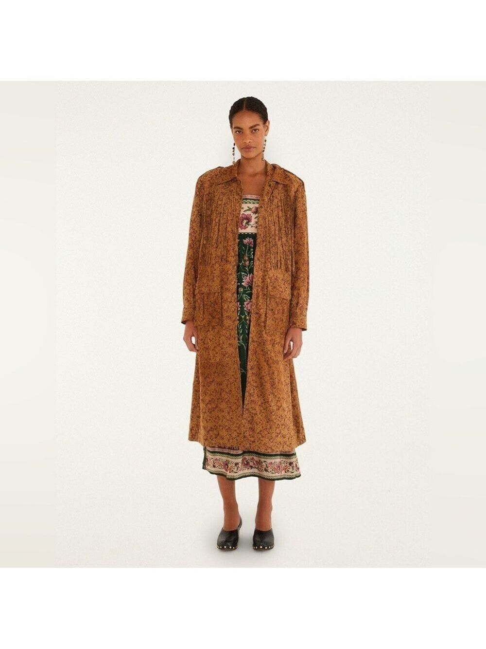 Farm Rio Liberty Leather Trench Coat